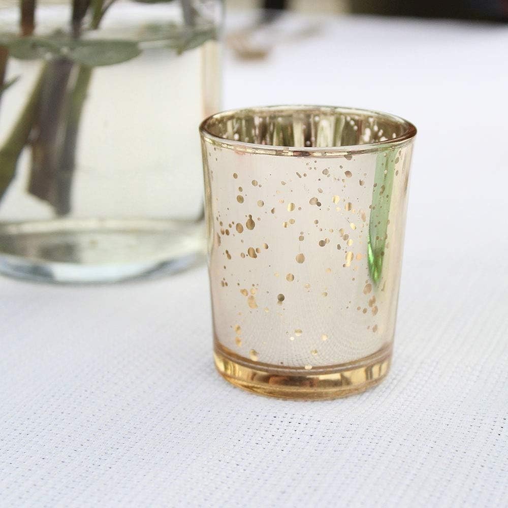 Just Artifacts Mercury Glass Candle Holder 2.75"  Speckled Gold - 25 Pieces Lot