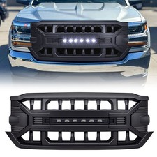 For 2016-2018 Chevy Silverado 1500 Front Black Armor Grille Woff-road Lights