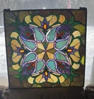 Antique Victorian Stained Glass Leaded Panel Tiffany Style Window VTG 24”x24”