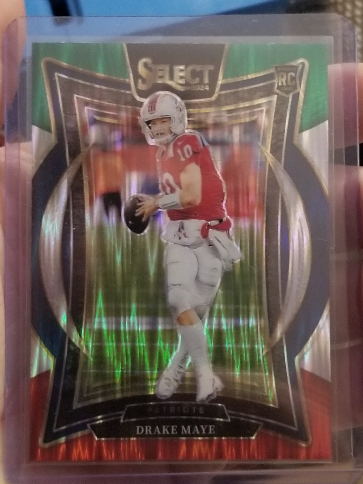 2024 Panini Select Football Red Green Shock Concourse Drake Maye RC Patriots