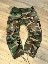 Vintage Military BDU Cargo Pants Woodland Camo Ripstop Hot Weather Combat 29x32