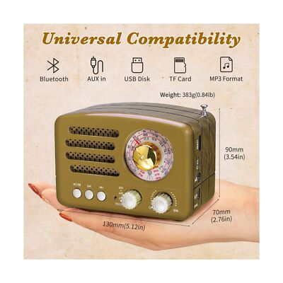 PRUNUS J-160 Retro Transistor Radio Battery Operated AM FM SW