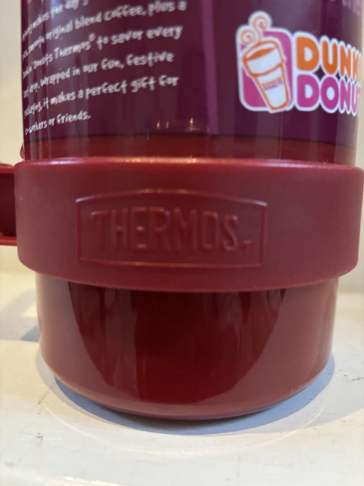 Vintage Dunkin' Donuts 32 oz.Thermos With Cup Dunkin Daily Red 3pcs - Image 2 of 4