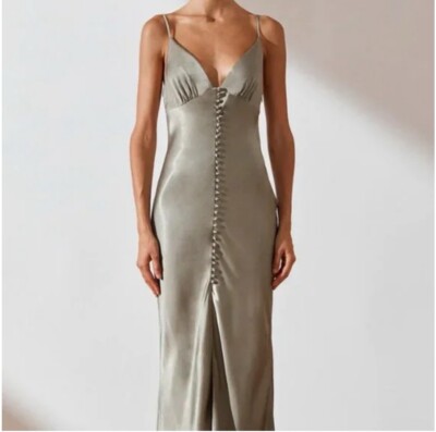 shona joy sage bridesmaid dresses Dazzling A Line V Neck Ruffle Tiered Tulle Prom Dress with Slit AB4050705 –  Anniebride