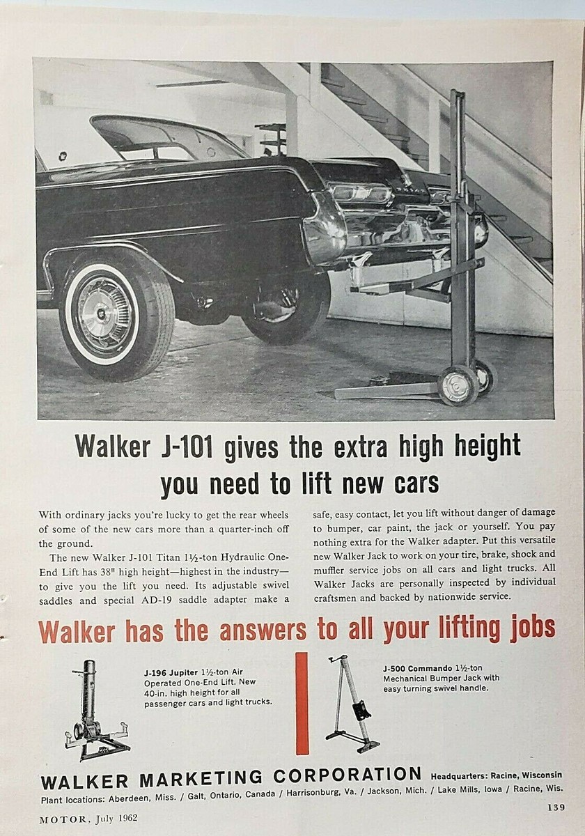 Lot of 3 Vintage 1960 Walker Jacks Print Ad UniCradle J-101