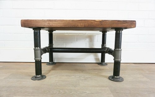Industrial Coffee Table With Reclaimed Timber & Industrial Raw Steel Pipe Legs! - Picture 6 of 8