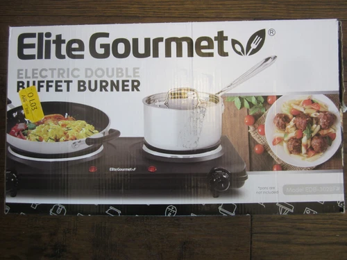 Elite Gourmet Portable Small Electric 2 Burner Double Cast Iron Buffett 1500Wat