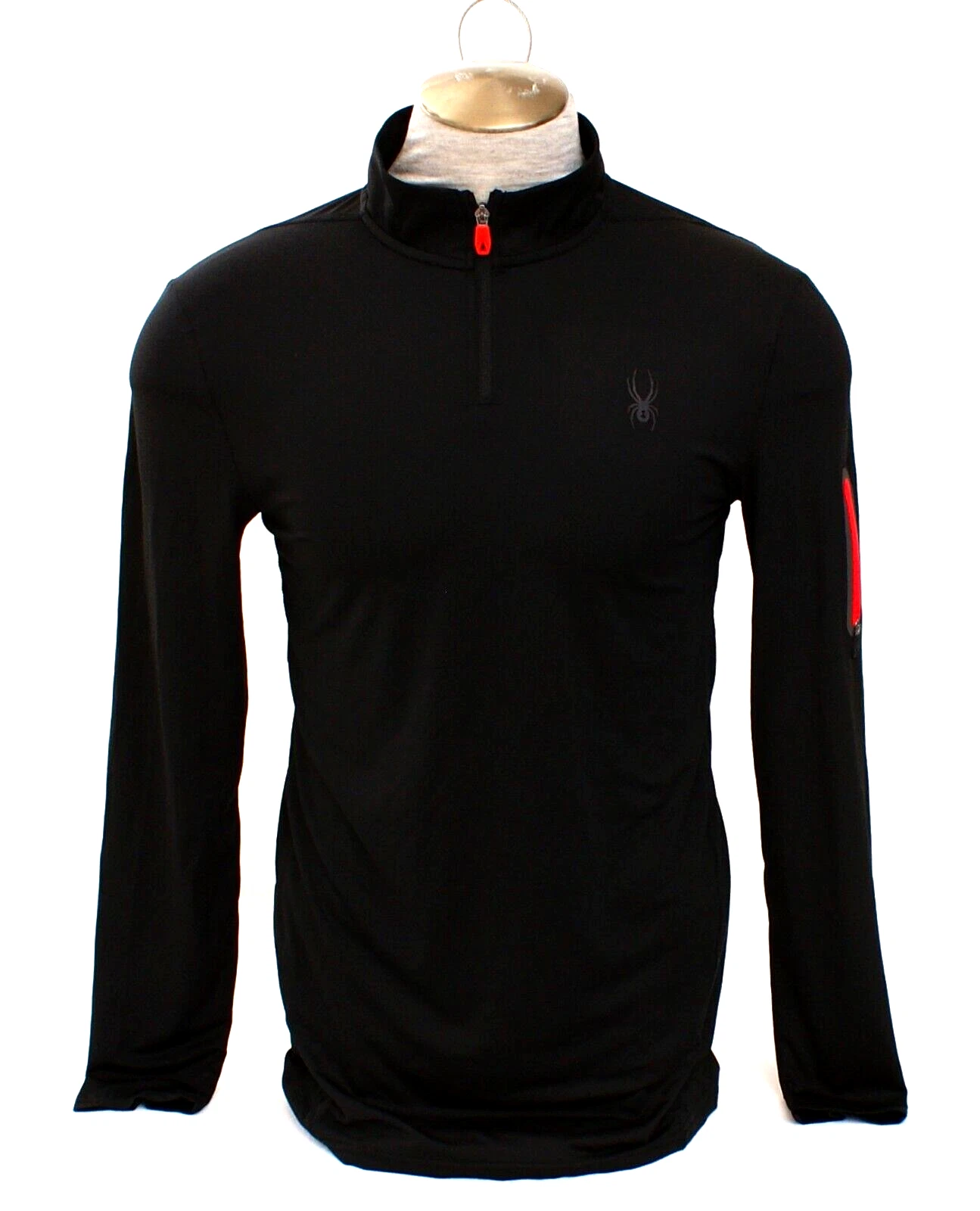 Spyder Men's M Black 1/4 Zip Long Sleeve Pullover Shirt ProWeb Stretch Quick Dry