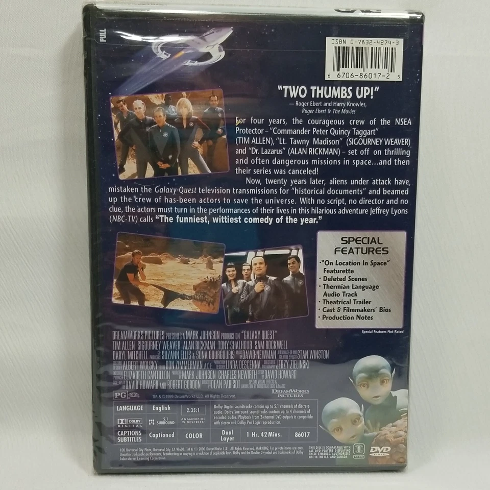 Galaxy Quest DVD 2000 NOS Vtg Sealed Tim Allen Sigourney Weaver Alan Rickman - Image 2 of 4