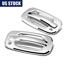Chrome Outer Outside Exterior Door Handle Pair Set For Chevy Silverado Gmc Truck