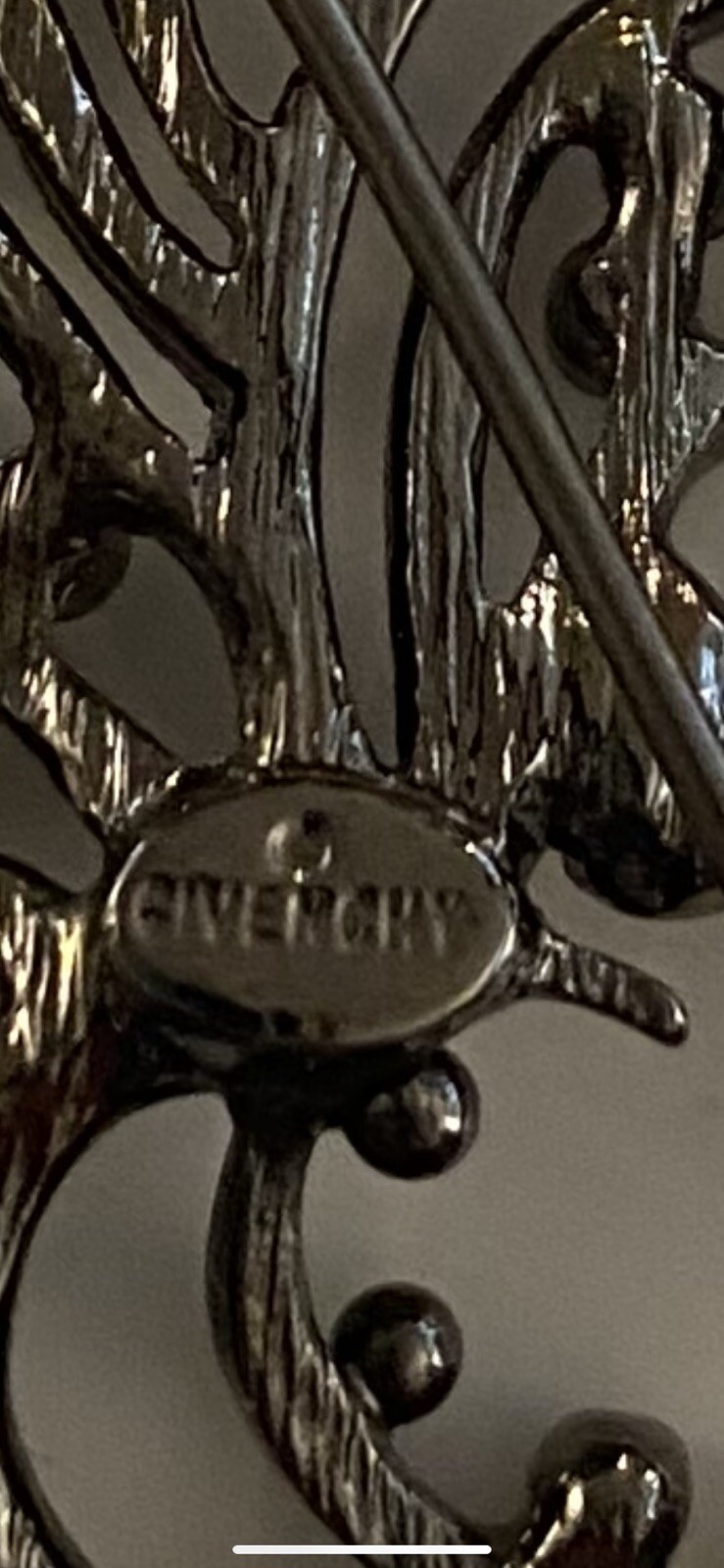 Signed Givenchy Silver Tone Pin Brooch - Beautifu… - image 4