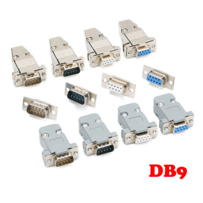 DB9 D-Sub Stecker Buchse Verbinder Adapter 9 Pin Kunststoff/Metall Gehäuse