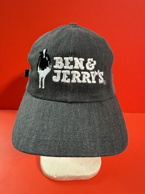 Vintage Ben & Jerry's Baseball Hat Cap Cow Ice Cream Gray Made In