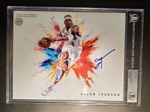 Allen Iverson 2019 Panini Authentic Color Blast 8x10 Signed BAS MINT AUTO 10 - Picture 2 of 5