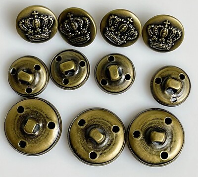 11 Pieces Antiqued Bronze Crown Metal Blazer Button Set Suits Coat Jacket