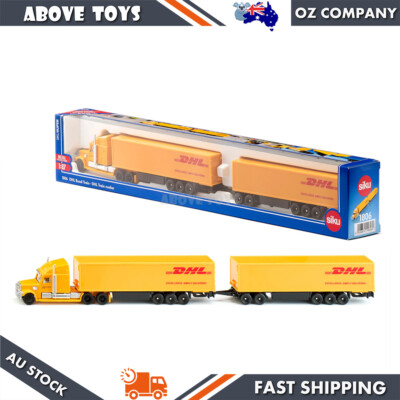 Siku 1:87 Scale Freightliner DHL Road Train With Luggage Trailers Diecast Model