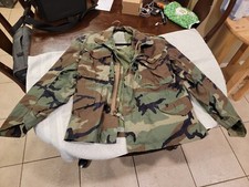 Vintage Military Field Jacket Mens Small Short Woodland Camouflage Cold Weather