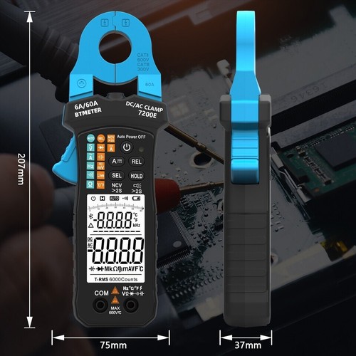 BTMETER TRMS Zangenmultimeter 6000 CAT III 300V, NCV, Auto-Range, Temperatur - Bild 7 von 9