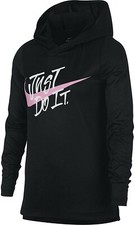 Nike Girls Dri-FIT Training Hoodie XL Black Lightweight Long Sleeve NEW