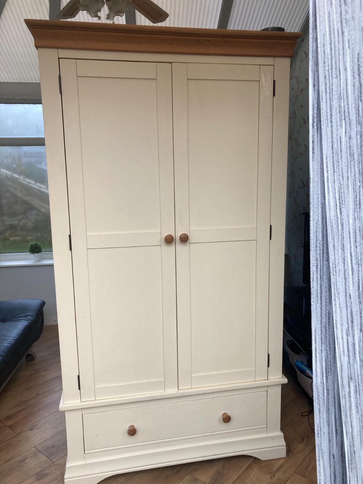 Two Oak Furniture Land Wardrobes, St Ives Model, Cream & Solid Oak eBay