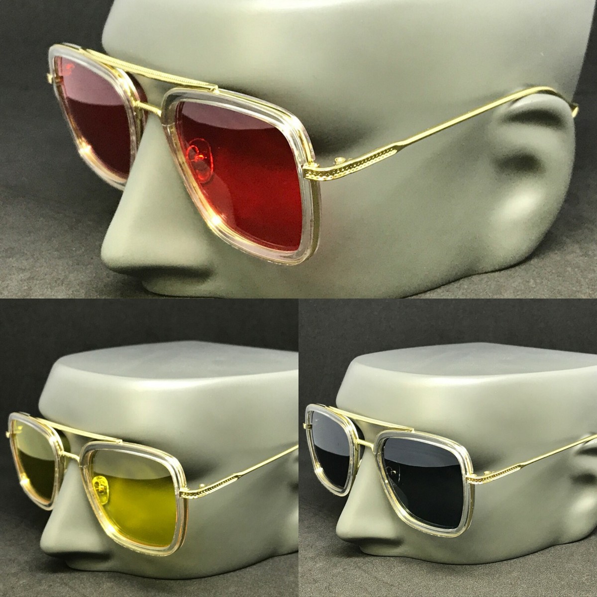 613Luxury Steampunk Men Sunglasses Tony Stark Iron Man Sun Glasses