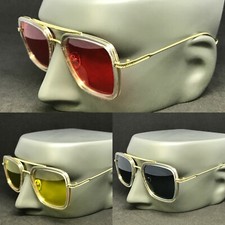 613Luxury Steampunk Men Sunglasses Tony Stark Iron Man Sun Glasses Vintage Metal