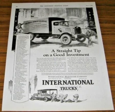 1928 VINTAGE AD~INTERNATIONAL TRUCKS~WALL STREET JOURNAL USES