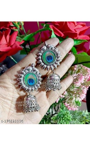 Boucles D'oreille Danse Orientale Bollywood Argentées - Style Sari Indien, Neuf Avec étiquettes