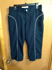 Vintage 90s Women's Nike Nylon Navy Blue Cropped Capri Pants Size Medium 8-10