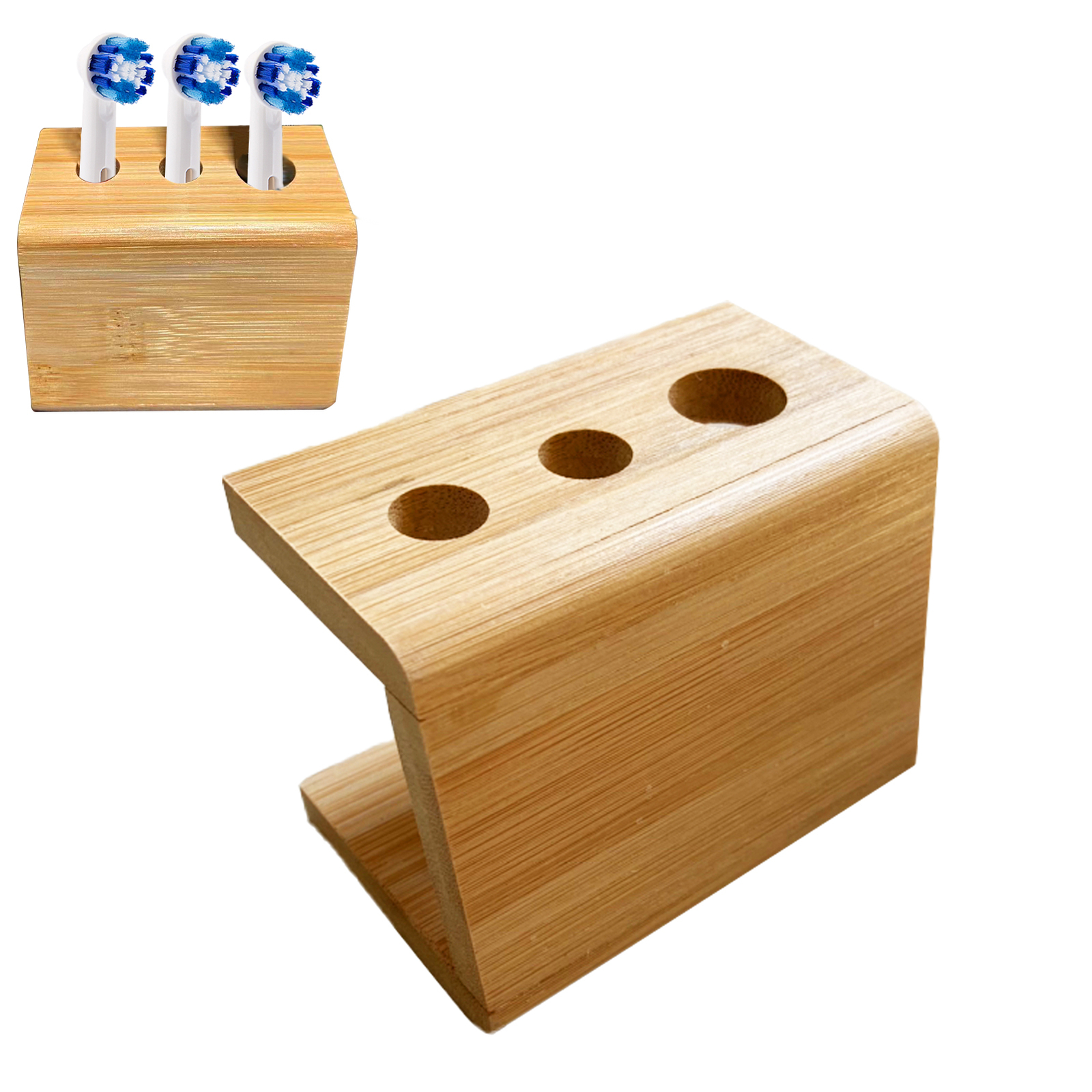 Freestanding Electric Toothbrush Head Holder Slots Portable Bamboo