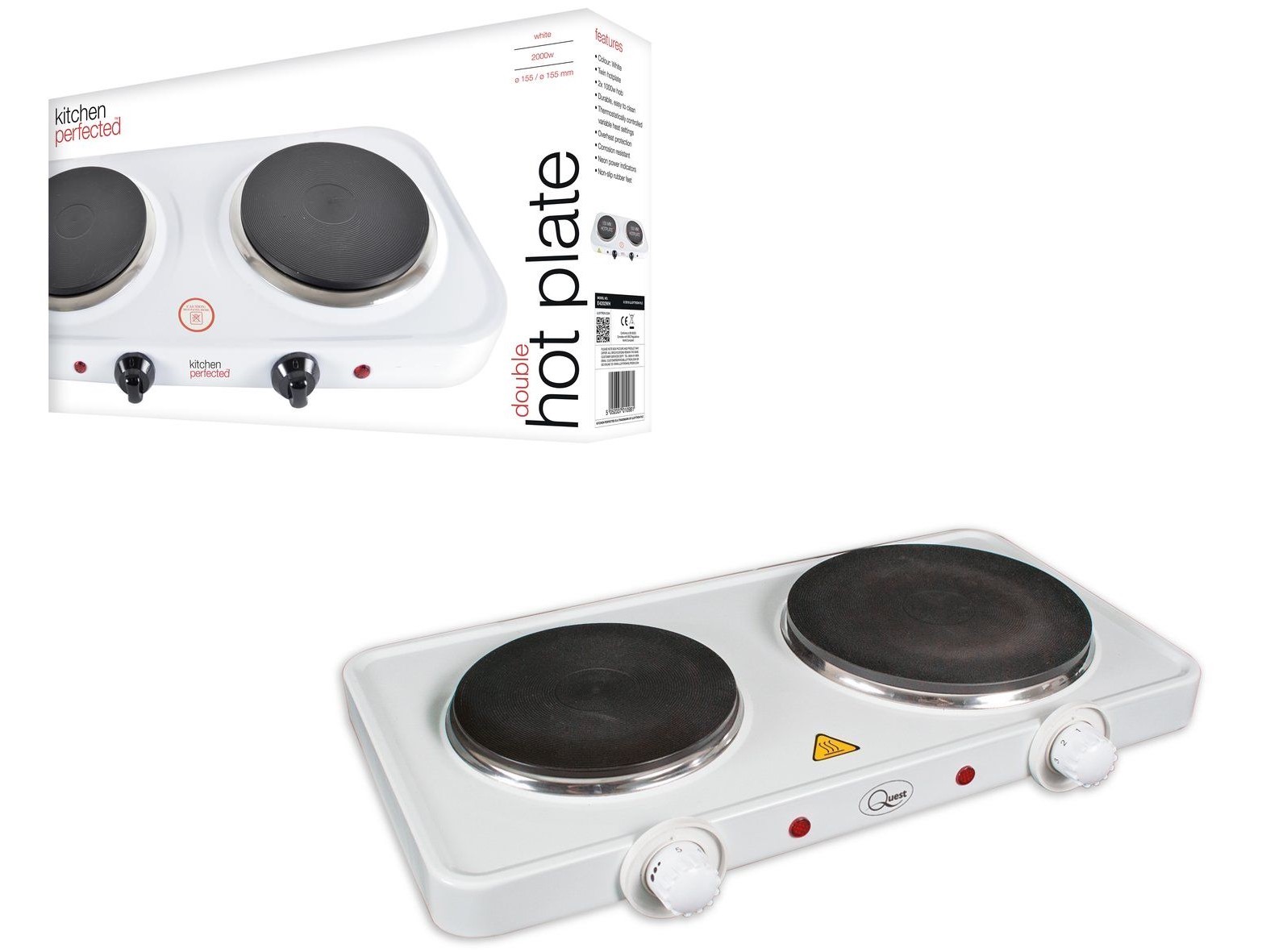 UK BRANDED 2000W DOUBLE HOT PLATE ELECTRIC TWIN ELECTRIC CAMPING HOB