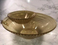 VTG Festival Chip and Dip Set BOHO Gold 2 pieces 70’s Vintage MCM Cottage Core