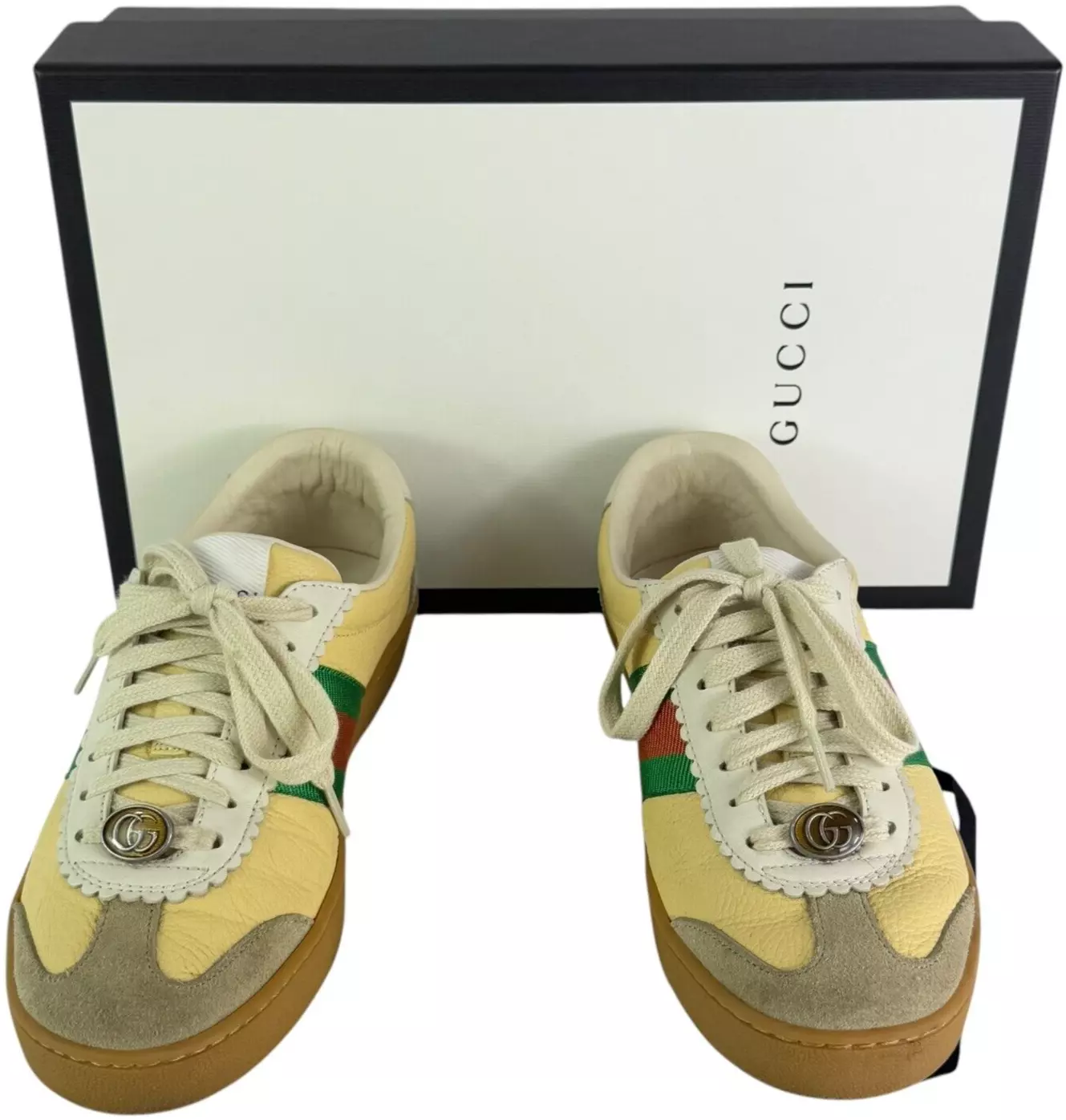 Baskets basses femme GUCCI G74 cuir jaune toile avoine 35   5US