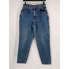 Vintage Chic Blue Denim High Waisted Tapered Leg Mom Jeans USA Made Sz 12P