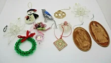Vintage Christmas Ornament Lot Snowman Stars Wreath Joy Etc