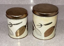 Lot of 2 Vintage JL Clark Weibro Kitchen Canisters Kitchen Motif Theme USA
