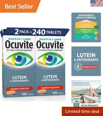 Bausch + Lomb Lutein Vitamins - 120 Count Tablets x 2 for Maximum Eye Support