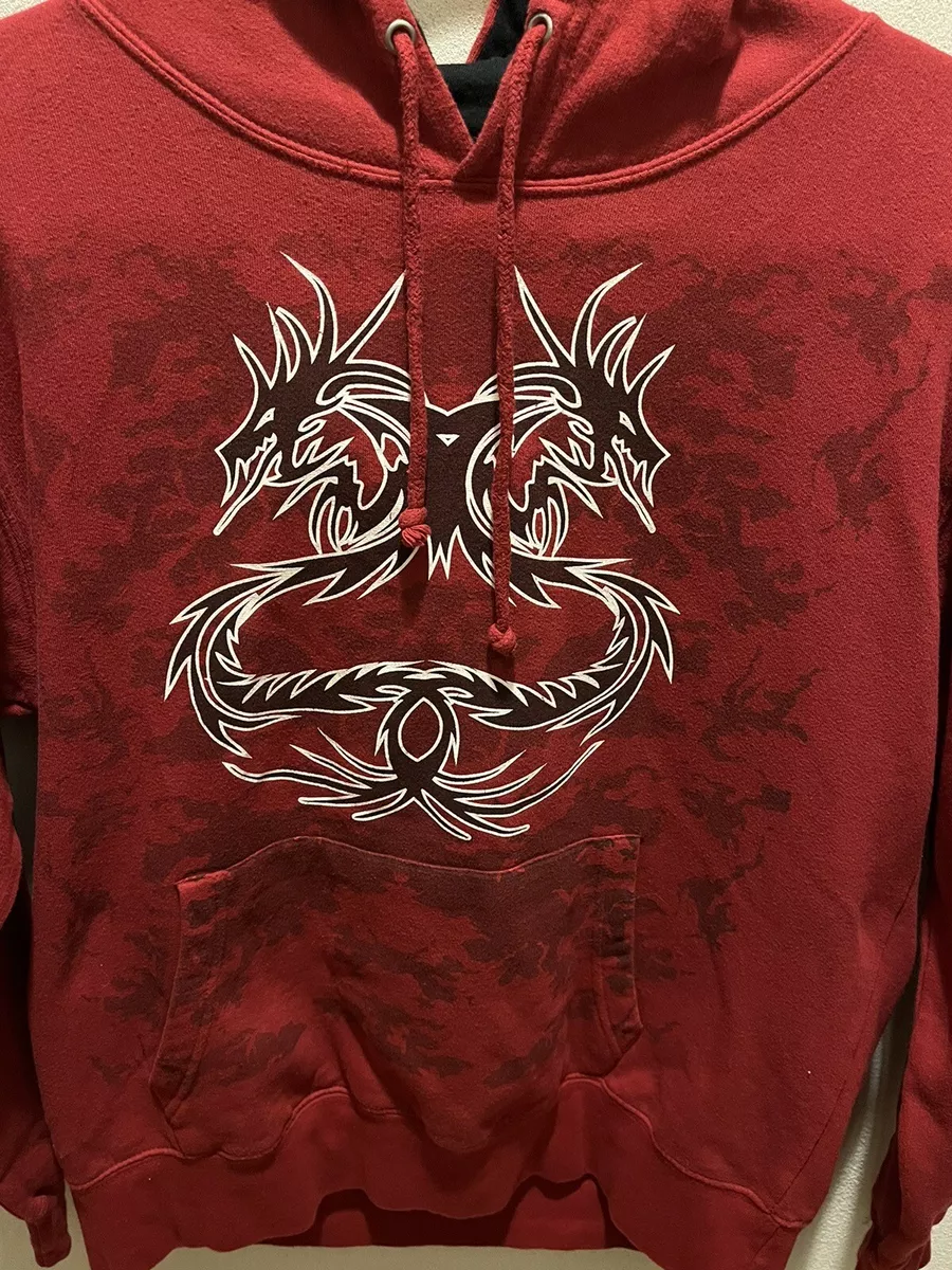 Mens Kung Fu Dragon Printed Long Sleeve Hoodie Pullover Sweatshirt