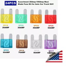 24 Pack Large MAXI / APX Blade Fuse Assortment Auto Car Truck SUV AMP FUSES Kit