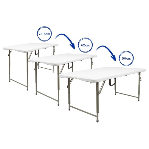 1x 120cm (4ft) Height Adjustable Folding Trestle Table for Camping Party Picnic - Picture 4 of 7