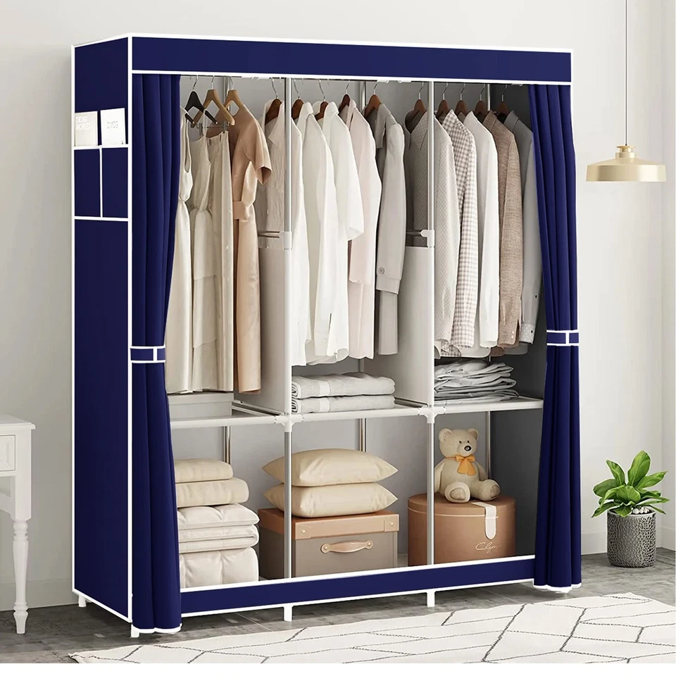 New Design Portable Closet Wardrobe Clothes Rack Storage Organizer Shelf Durable - Image 4 of 4