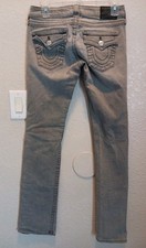 Vintage True Religion Jeans Women's 27 Gray Billy Big T Flap Pockets Made In USA