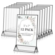 12 Pack Acrylic Sign Holder 5 x 7, Double Sided Black Black 12 Pack 5 7 Inch