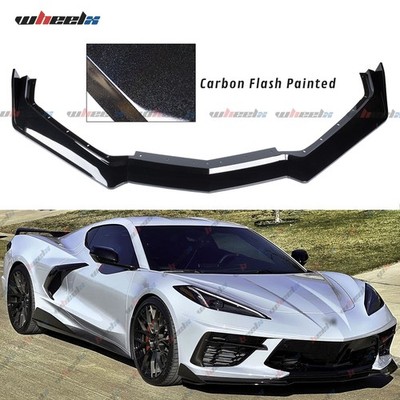 For 2020-2025 Chevy Corvette C8 5VM Style Front Bumper Lip Splitter Carbon Flash