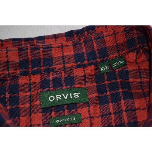 48591 Orvis Country Dress Shirt Classic Cotton Mens Size 2XL Stretch Red Plaids - Picture 5 of 8