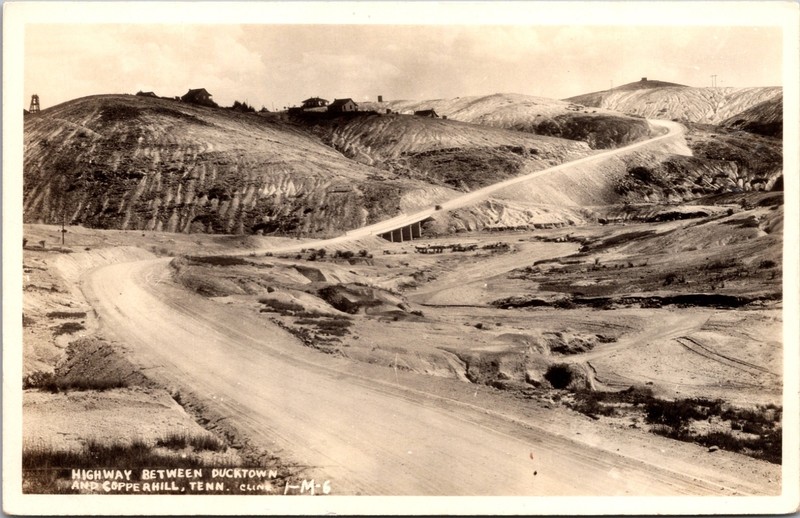 Highway Between Ducktown and Copperhill Tennessee Mining RPPC Postcard
