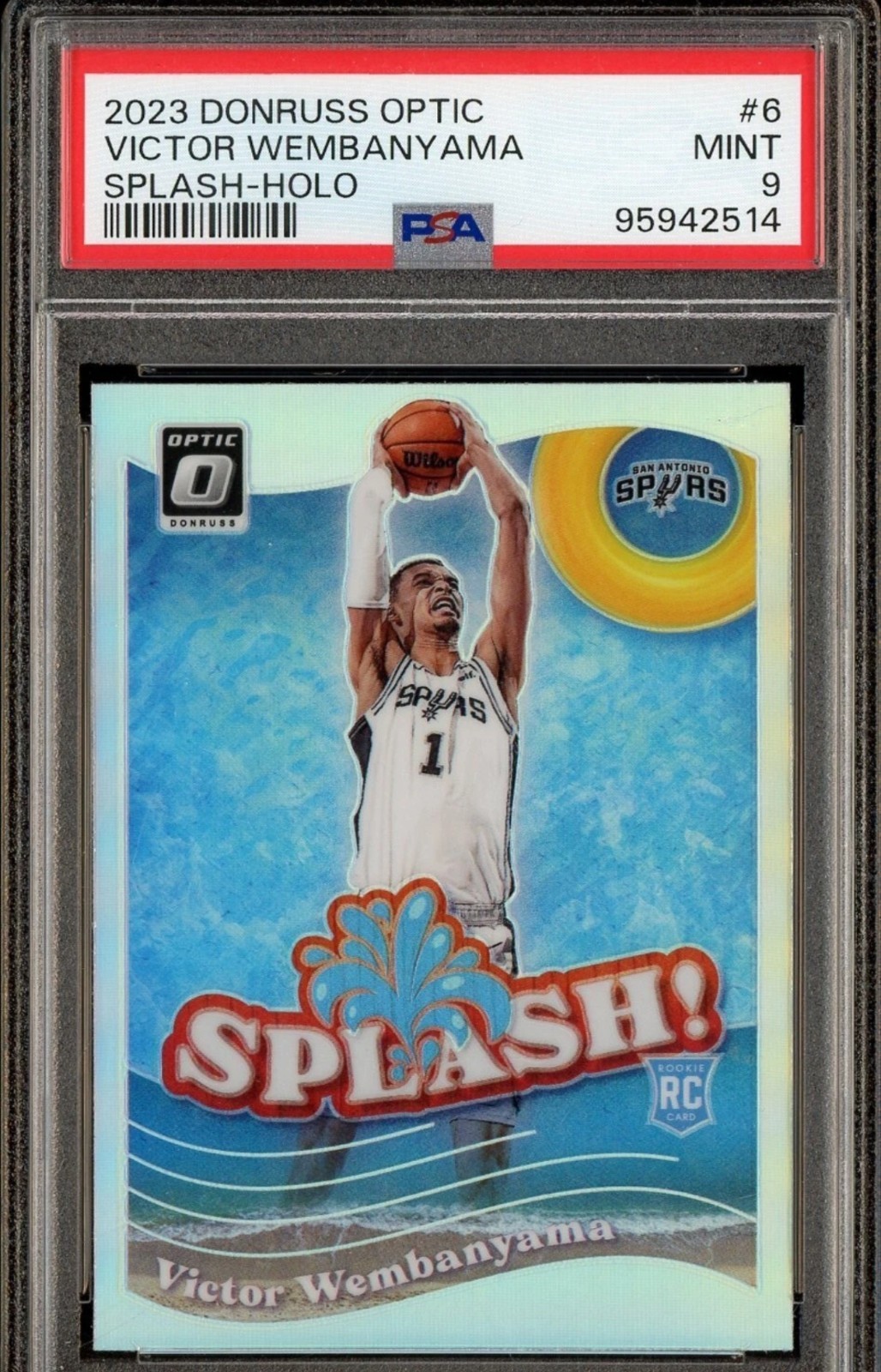 2023 Donruss Optic Splash! Holo Prizm #6 Victor Wembanyama RC Rookie PSA 9