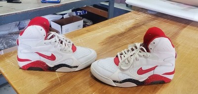 2013 Nike Air Force 180 High Top White Red Black Men's Basketball Sneakers