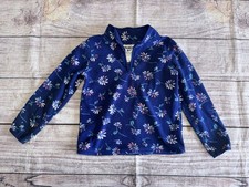 OshKosh Girls Size 7 Navy Quarter Zip Pullover With Daisies