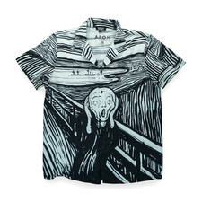 Boohooman Edvard Munch Print Revere Shirt 3D All Over Print Shirt Size Large
